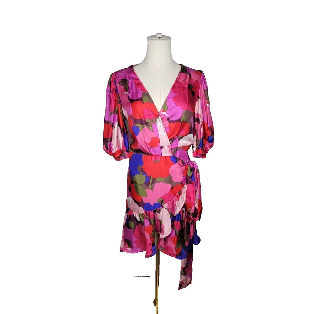 Sara Roka Italy Eldera 57 Silk Dress Size IT 42 True Wrap Peony Mini US S/M